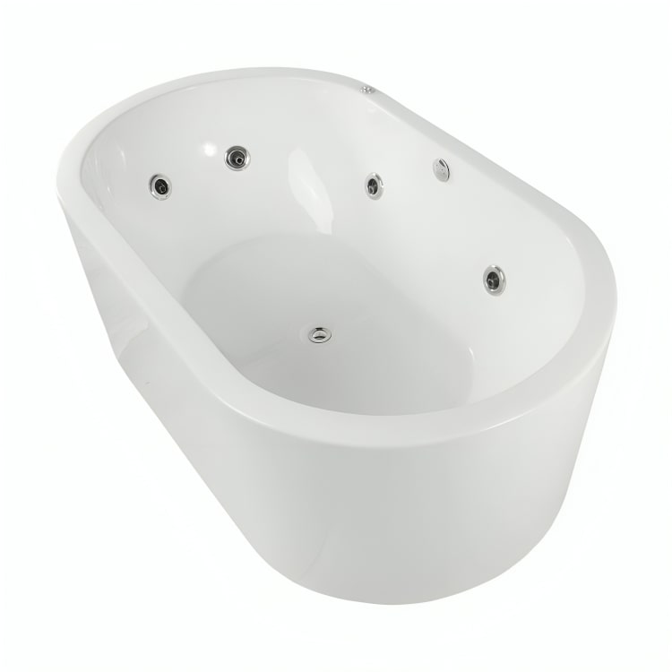 Bañera freestanding doble F-014 con sistema de hidromasaje 2.5HP + opciones cromoterapia/blower. ¡Vive momentos únicos en pareja! Cotiza hoy.