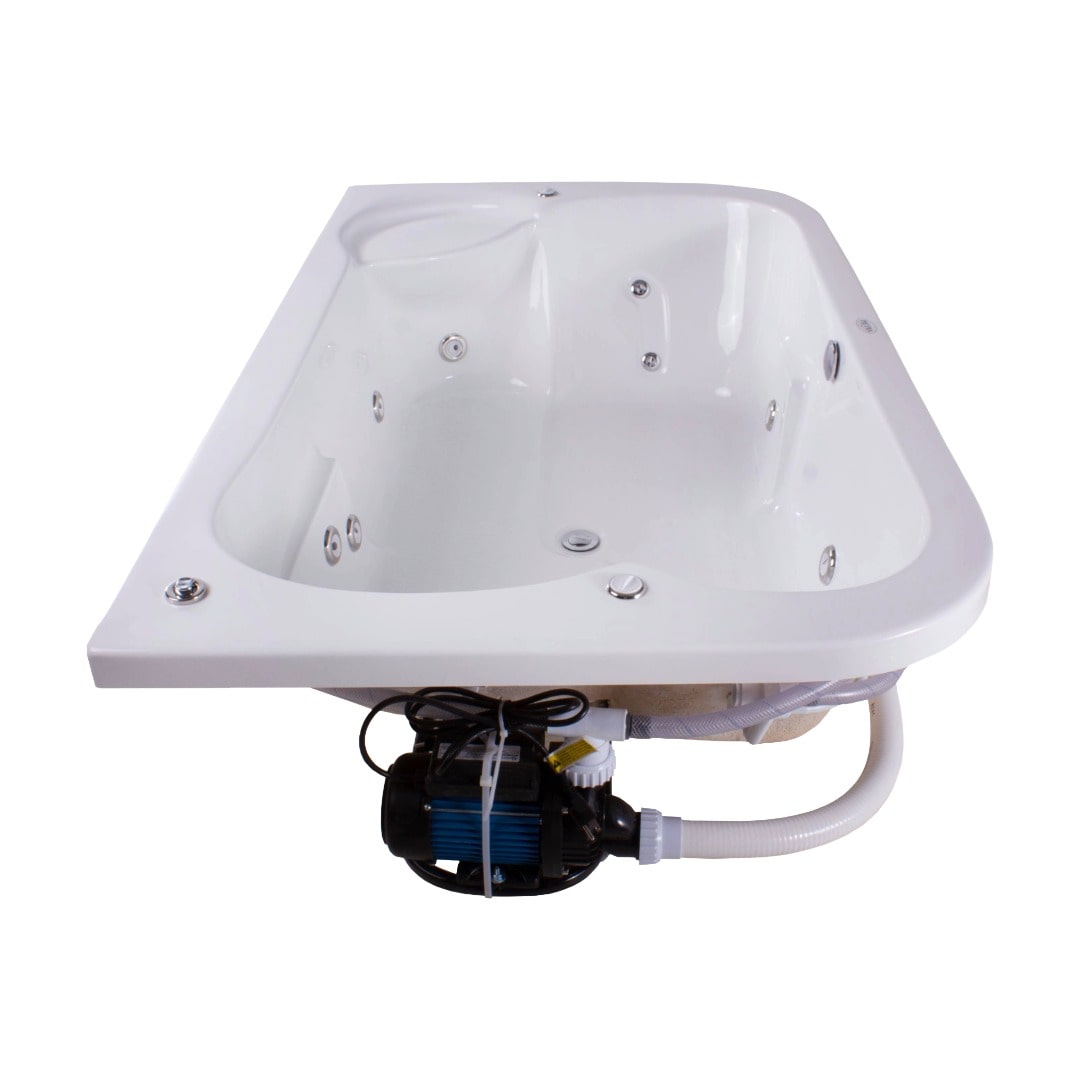 Tina doble empotrada con 10 jets, motor de 1 HP y diseño elegante. Ideal para relajarse en pareja. ¡Cómprala en Todo Para tu Baño!