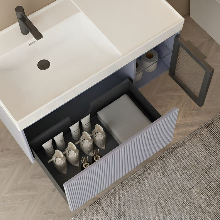 Mueble de baño Cézanne con lavabo cerámico, luz LED y cajón de cierre suave. Color lila, materiales premium y diseño contemporáneo con certificaciones internacionales.
SKU: WS810860-100