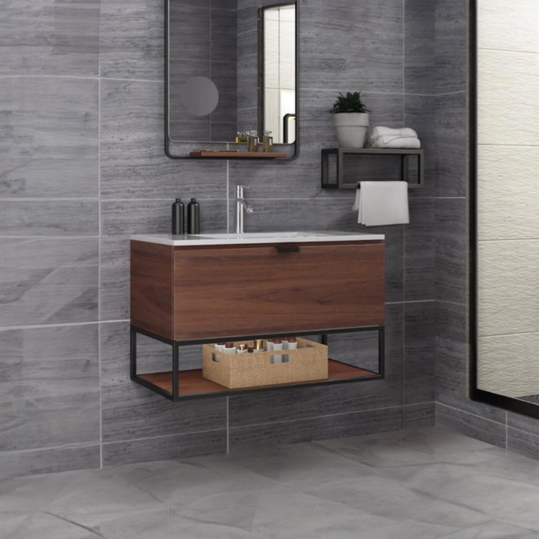 Mueble de baño Klint
Acabado tipo nogal, lavabo de cerámica, cajón con cierre suave y estante de acero inoxidable. Elegancia y funcionalidad para baños modernos.
AC815233-60