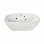 Bañera freestanding con hidromasaje para espacios pequeños. Diseño ovalado, jets terapéuticos, faldón perimetral. ¡Elige tu color ideal y relájate!