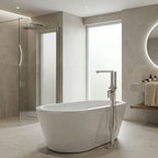 Bañera individual freestanding sin hidromasaje. Diseño minimalista con faldón perimetral. Disponible en Todo Para tu Baño. Solicita instalación. 