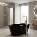 Bañera individual freestanding sin hidromasaje. Diseño minimalista con faldón perimetral. Disponible en Todo Para tu Baño. Solicita instalación. 