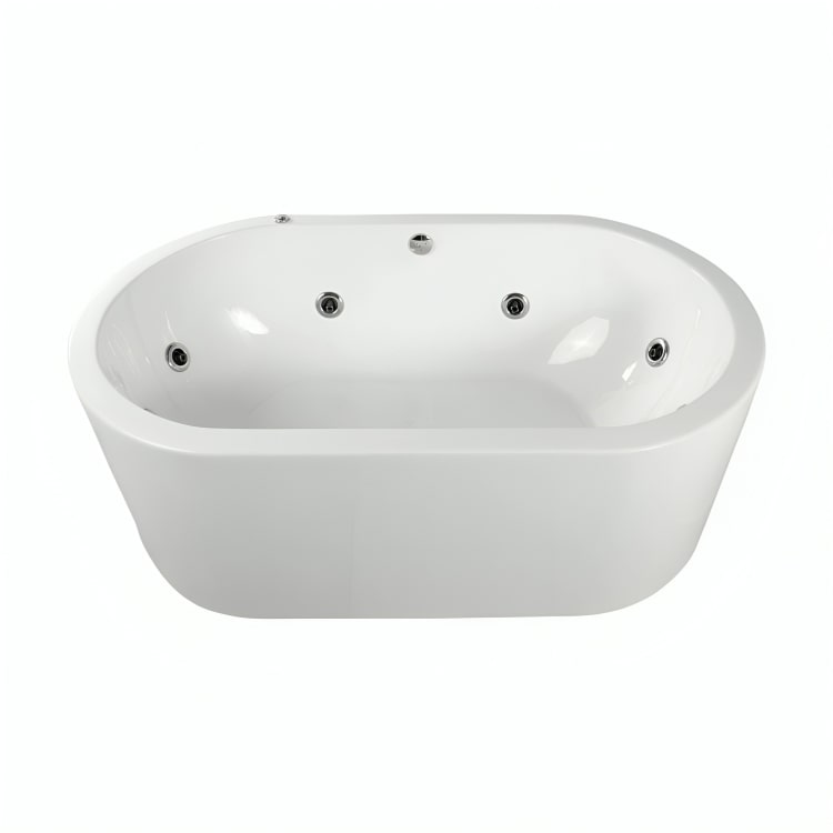 Bañera freestanding doble F-014 con sistema de hidromasaje 2.5HP + opciones cromoterapia/blower. ¡Vive momentos únicos en pareja! Cotiza hoy.