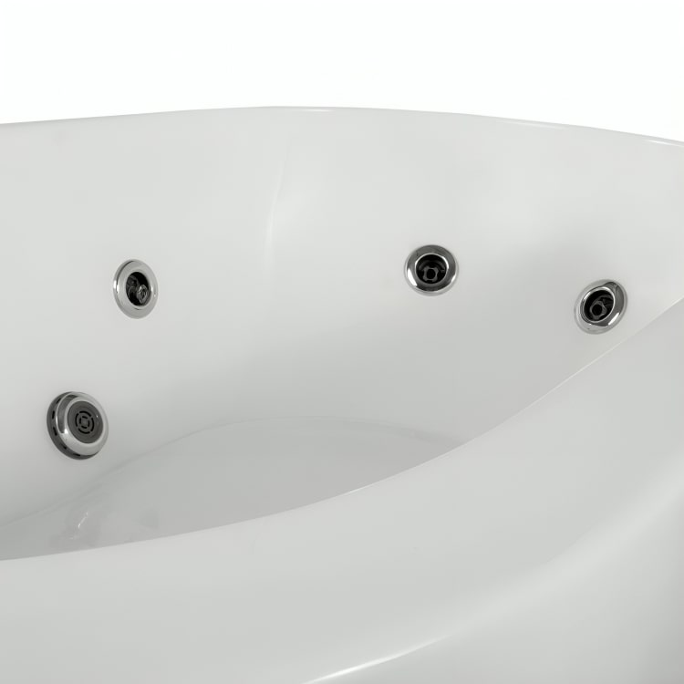 Bañera freestanding doble F-014 con sistema de hidromasaje 2.5HP + opciones cromoterapia/blower. ¡Vive momentos únicos en pareja! Cotiza hoy.