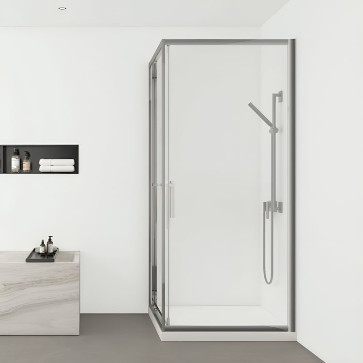 Cancel esquinero de ducha Madrid con puerta abatible. Vidrio templado de 8 mm, herrajes silenciosos y acabados premium. Diseño cuadrado y funcional.

SKU: BP60L3