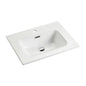Lavabo rectangular Albano sobre cubierta. Cerámica premium, blanco brillante y diseño moderno para baños de lujo. Resistente, elegante y fácil de limpiar.