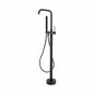 Llave de pedestal para tina con ducha de mano Ebro | Diseño moderno, acabado en negro mate o cromo, con cuerpo de latón y cartucho cerámico. Ideal para tinas freestanding.