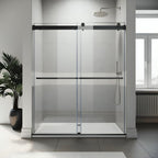 Puerta de ducha Praga sin marco, con vidrio templado de 8 mm y riel guía de aluminio. Sistema de puertas corredizas dobles, poleas silenciosas y nanovidrio anti-manchas.

SKU: BP42P2