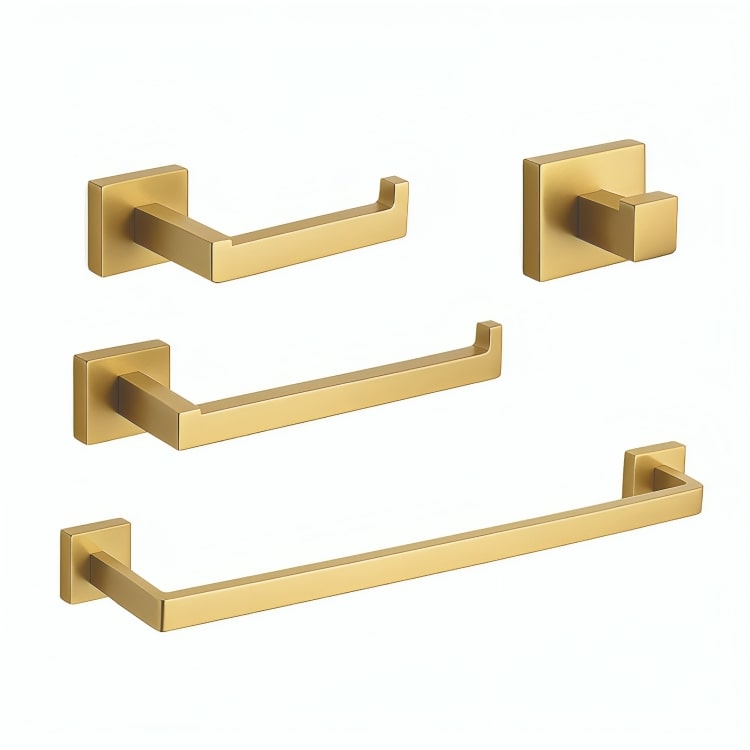 Set de accesorios Moravia en latón. Incluye 4 piezas empotradas para baño. Disponible en Todo Para tu Baño