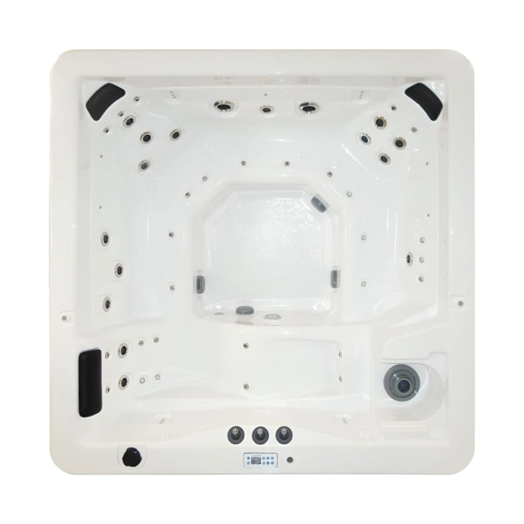 Spa Jumbo de gran formato con triple motor, 45 jets, fuentes, cromoterapia y sistema LED. Máximo lujo y confort. ¡Cómpralo en Todo Para tu Baño!