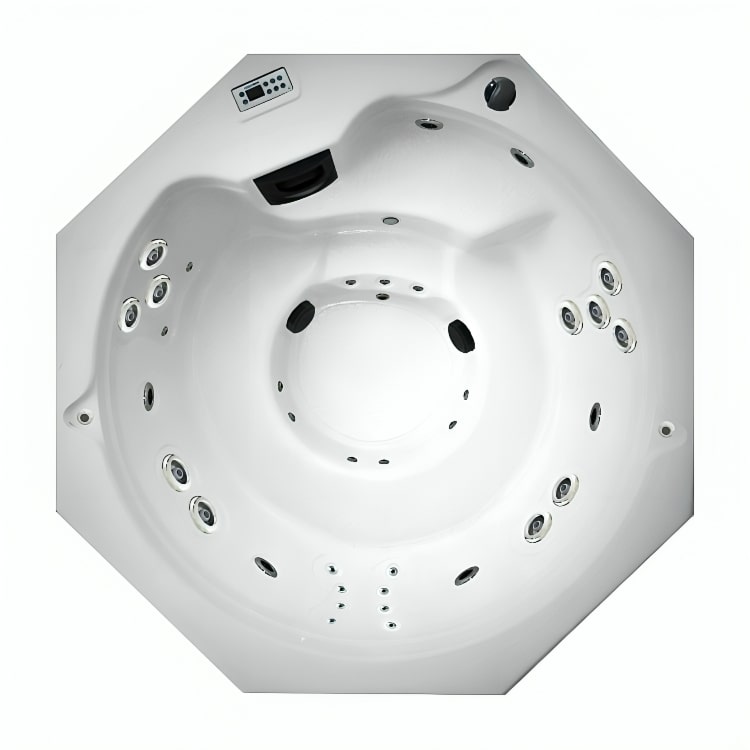 Spa octagonal para 5 personas con doble motor, 36 jets, calefactor y gabinete de madera. Diseño funcional y elegante. ¡Cómpralo aquí!