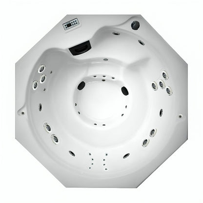 Spa octagonal para 5 personas con doble motor, 36 jets, calefactor y gabinete de madera. Diseño funcional y elegante. ¡Cómpralo aquí!