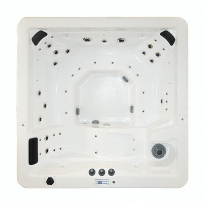 Spa Jumbo de gran formato con triple motor, 45 jets, fuentes, cromoterapia y sistema LED. Máximo lujo y confort. ¡Cómpralo en Todo Para tu Baño!