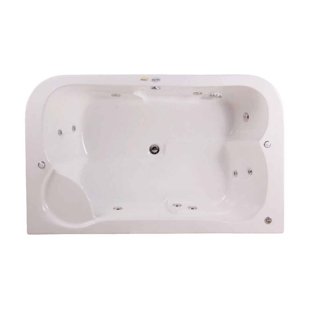 Tina doble empotrada con 10 jets, motor de 1 HP y diseño elegante. Ideal para relajarse en pareja. ¡Cómprala en Todo Para tu Baño!