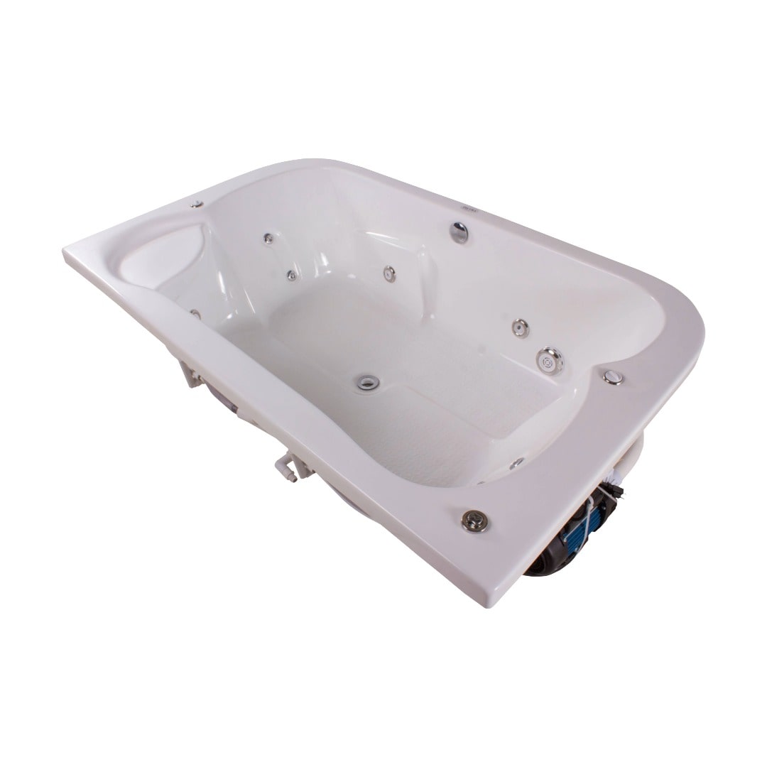 Tina doble empotrada con 10 jets, motor de 1 HP y diseño elegante. Ideal para relajarse en pareja. ¡Cómprala en Todo Para tu Baño!