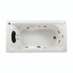 Tina individual empotrada con 12 jets, motor de 2.5 HP y diseño ergonómico. Ideal para baños compactos. ¡Adquiérela en Todo Para tu Baño!