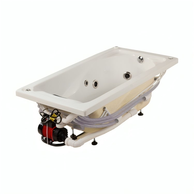 Tina individual empotrada con 12 jets, motor de 2.5 HP y diseño ergonómico. Ideal para baños compactos. ¡Adquiérela en Todo Para tu Baño!