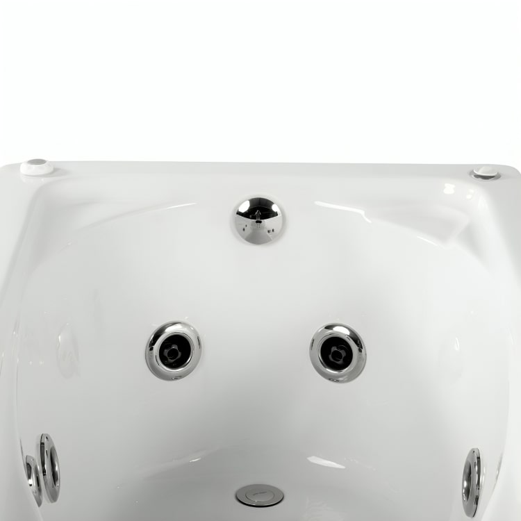 Tina individual empotrada con 12 jets, motor de 2.5 HP y diseño ergonómico. Ideal para baños compactos. ¡Adquiérela en Todo Para tu Baño!