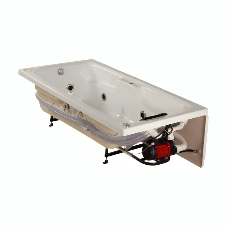 Tina individual con 12 jets, diseño ergonómico y motor silencioso. Ideal para personas de 1.80 m. ¡Adquiérela en Todo Para tu Baño!