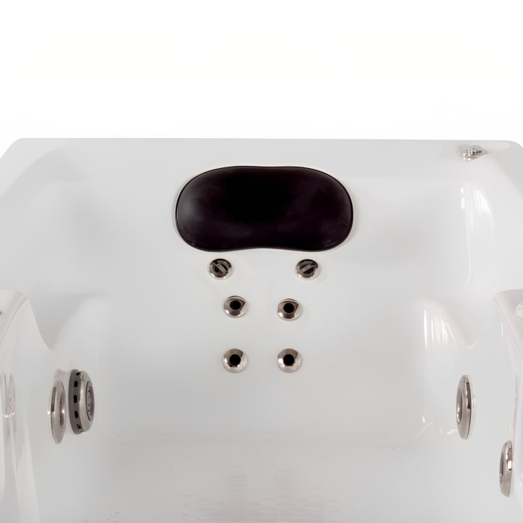 Tina individual con 12 jets, diseño ergonómico y motor silencioso. Ideal para personas de 1.80 m. ¡Adquiérela en Todo Para tu Baño!