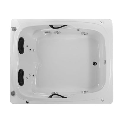 Tina de hidromasaje doble para empotrar Tapatía. Acrílico antibacterial, 2.5 HP, jets direccionales y lumbares, opción de cromoterapia y ozono. Ideal para baños residenciales de alto confort.