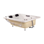 Tina de hidromasaje doble para empotrar Tapatía. Acrílico antibacterial, 2.5 HP, jets direccionales y lumbares, opción de cromoterapia y ozono. Ideal para baños residenciales de alto confort.