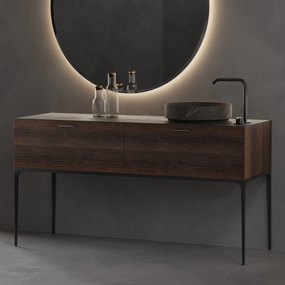 Mueble de baño Tintoretto

Diseño en color nogal, lavabo negro mate y materiales premium certificados. Sofisticación y funcionalidad para baños modernos.

KL810883-120