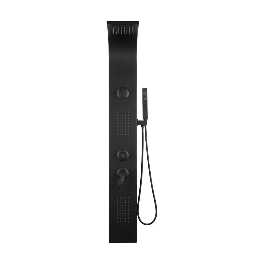 Descubre la hidroducha de lujo Mist en negro mate con Bluetooth y jets. Ingeniería superior y diseño arquitectónico en Todo Para Tu Baño.
