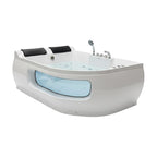 Tina de hidromasaje doble Sicilia con posición derecha o izquierda. Acrílico antibacterial, sistema de hidromasaje, cromoterapia y diseño espejo para una instalación precisa. Ideal para baños modernos y proyectos residenciales de alto nivel.