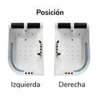 Tina de hidromasaje doble Sicilia con posición derecha o izquierda. Acrílico antibacterial, sistema de hidromasaje, cromoterapia y diseño espejo para una instalación precisa. Ideal para baños modernos y proyectos residenciales de alto nivel.